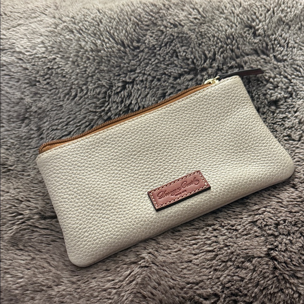 Dooney & Bourke Cream Leather Wristlet Pouch